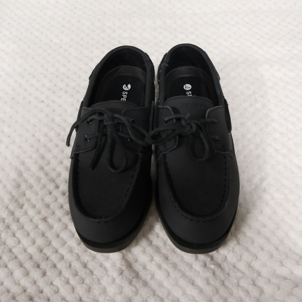 Sperry Mens 5.5M Boat Shoes Black Leather Top-Sider YB57441 Loafers